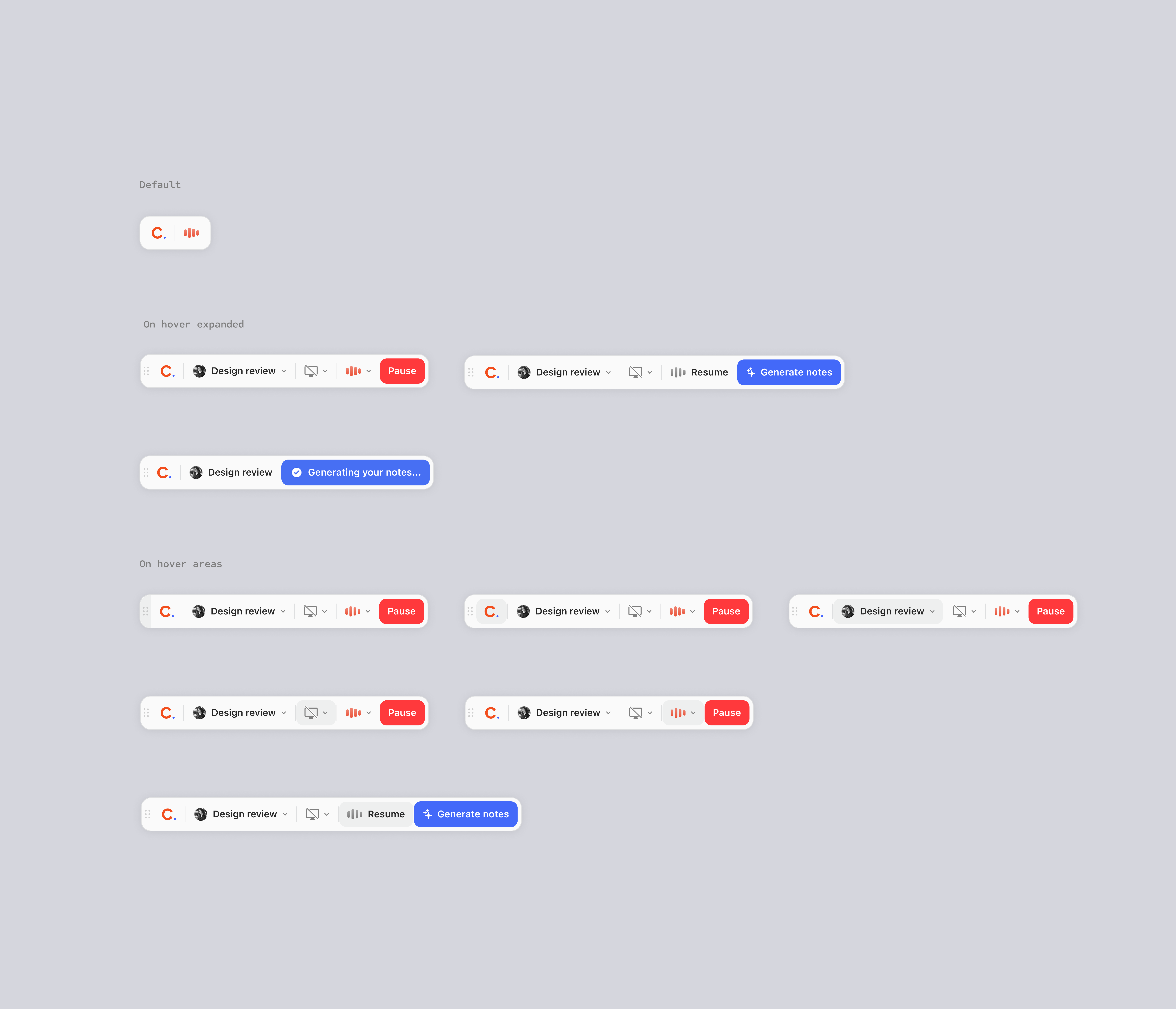 Desktop panel states